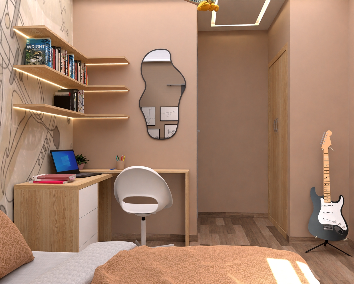 Une chambre d’adolescent au style musical